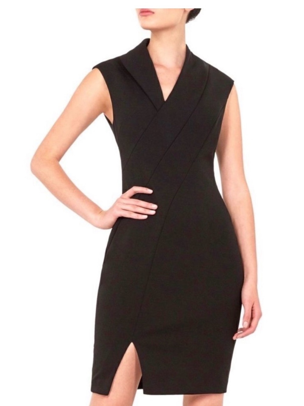 Ted Baker Black Tailored V-Neck Sheath Dress